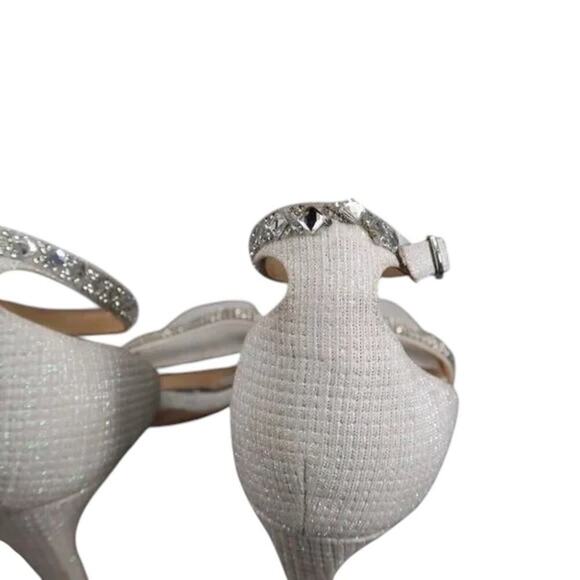 Badgley Mischka Shoes Womens 10 Pump Heels Formal Evening Ankle Strap Rhinestone - Picture 9 of 15